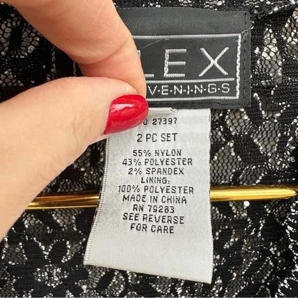 Alex Evenings Sequin Lace Twinset Cami & Jacket Black Silver S Mother Formal - Picture 14 of 15